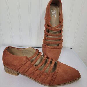 TG Strappy Flats, Rust colored Suede, Women's Size 8.5